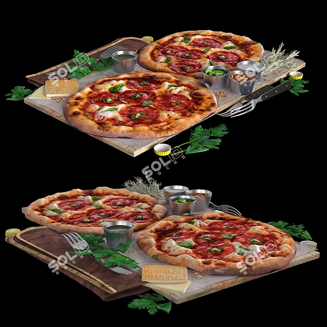 Delicious Traditional Tomato Pizza 3D model image 1