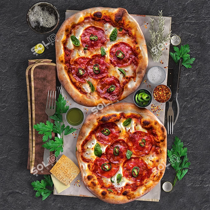 Delicious Traditional Tomato Pizza 3D model image 2