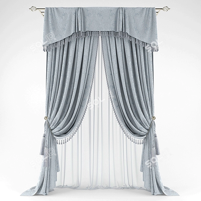 Elegant Poly-Blend Curtains 3D model image 1