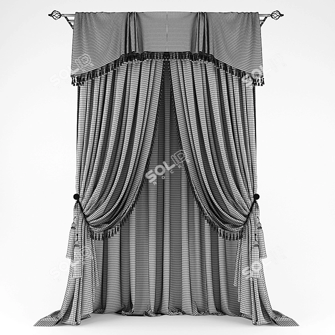 Elegant Poly-Blend Curtains 3D model image 2