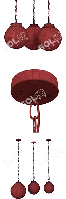 Zenrun Pendant Lamp: Metal & Colored Glass 3D model image 5