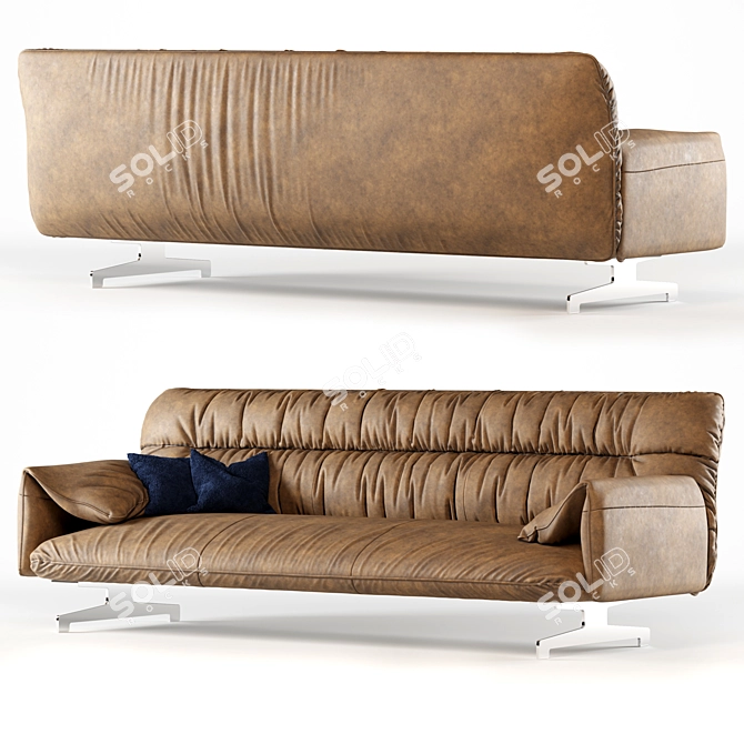 Luxury Leather Sofa Set 3D model image 1