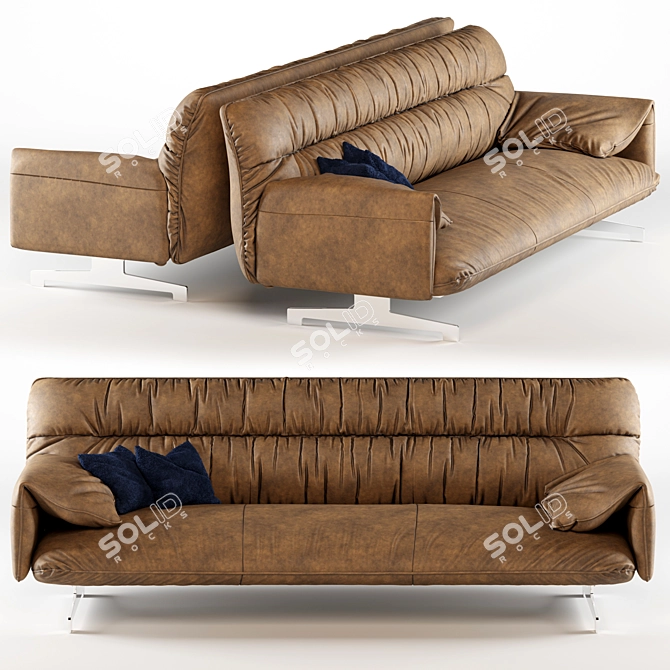 Luxury Leather Sofa Set 3D model image 2