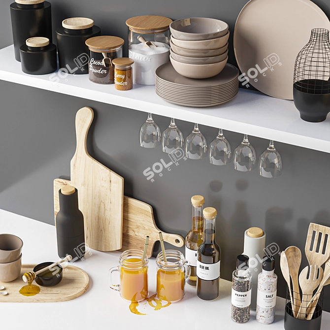 Kitchen Essentials Set: Enhance Your Interior Design 3D model image 2