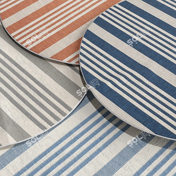 Higgs Beige/Blue Striped Indoor/Outdoor Rug Set 3D model image 3