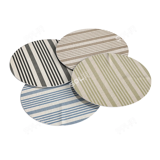 Higgs Striped Beige/Blue Indoor/Outdoor Rug 3D model image 2