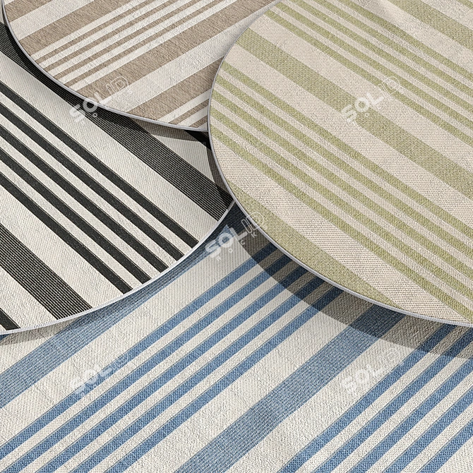 Higgs Striped Beige/Blue Indoor/Outdoor Rug 3D model image 3