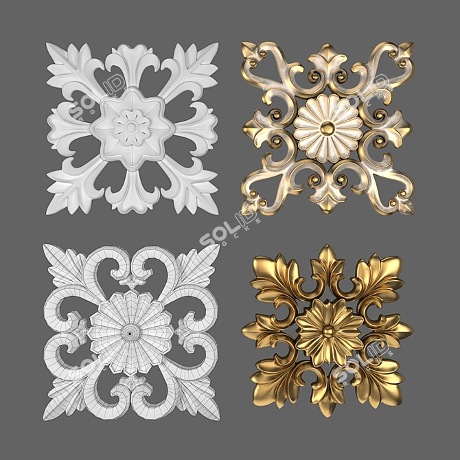 Elegant Decorative Wall Rosettes 3D model image 1