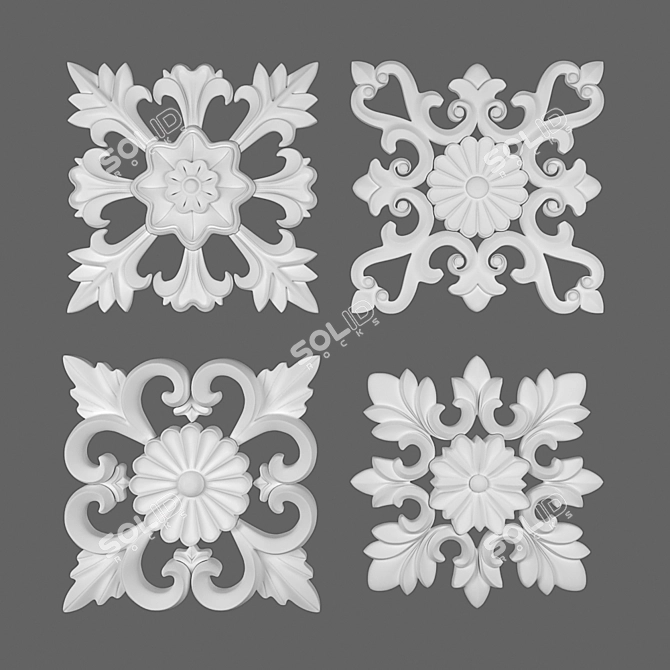 Elegant Decorative Wall Rosettes 3D model image 2