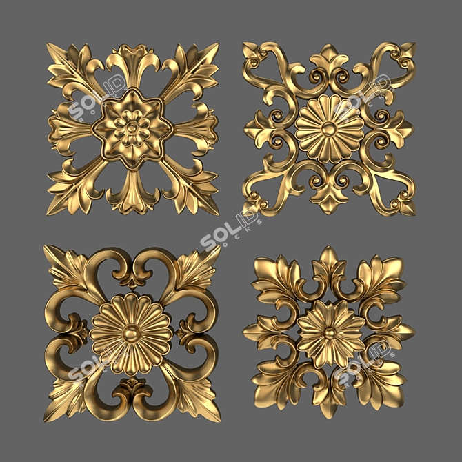 Elegant Decorative Wall Rosettes 3D model image 3