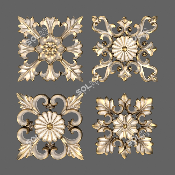 Elegant Decorative Wall Rosettes 3D model image 4