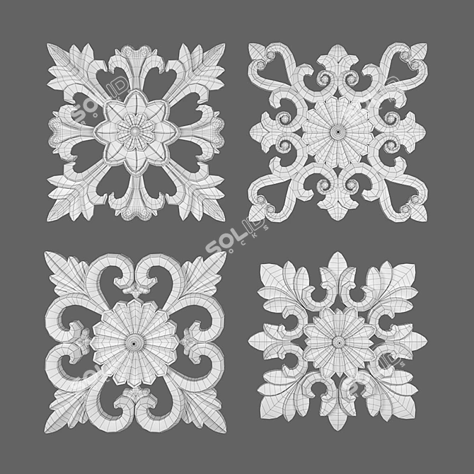 Elegant Decorative Wall Rosettes 3D model image 5