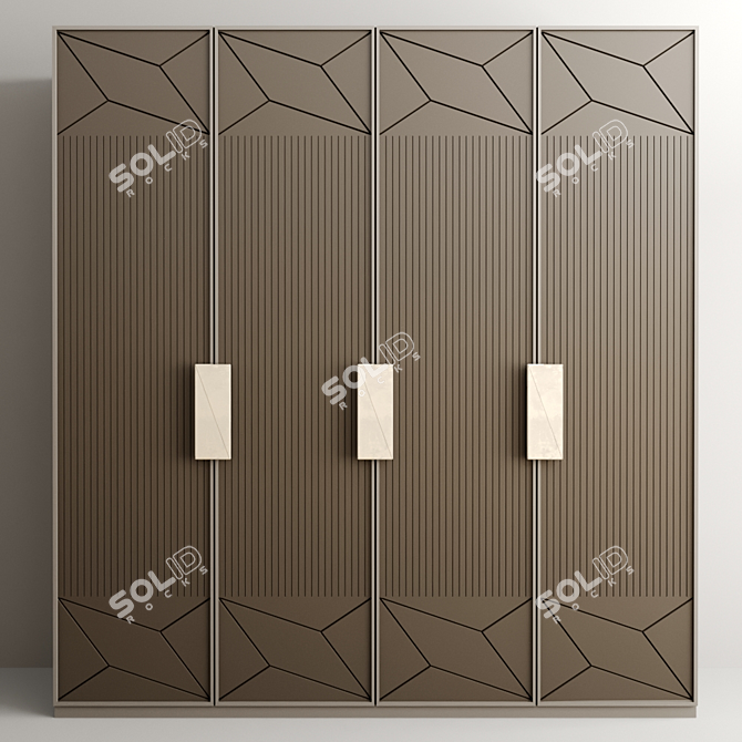 Modular Wardrobe with 4 Separate Modules 3D model image 3