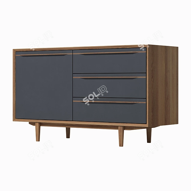 Bruni Black Chest: Stylish and Spacious 3D model image 1