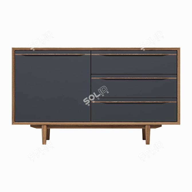 Bruni Black Chest: Stylish and Spacious 3D model image 2