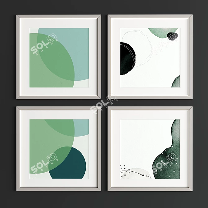 Modern Art Frame B01: 4 Frames, 5 Woods & 2 Metals 3D model image 3