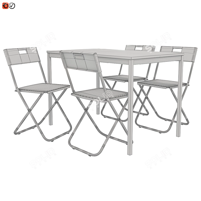 Modern Black Table and Chair Set 3D model image 2