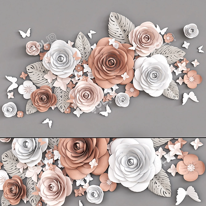 Blooming Beauty Paper Flower Wall Decor 3D model image 1