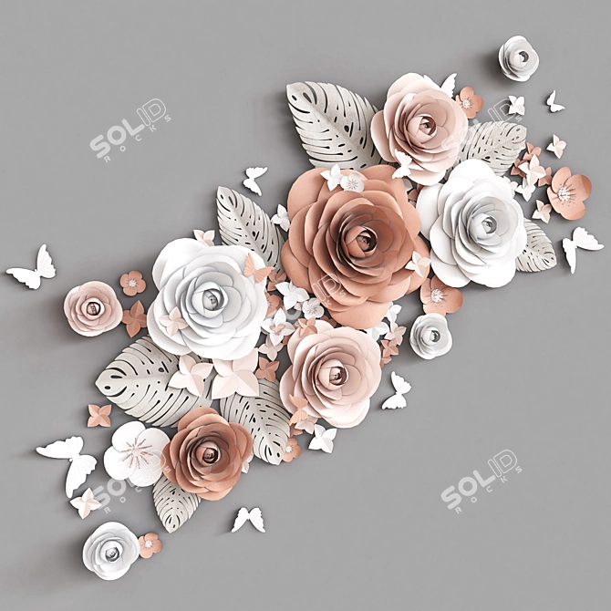 Blooming Beauty Paper Flower Wall Decor 3D model image 2