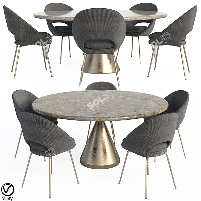 Contemporary Cling Dining Set 3D model image 1