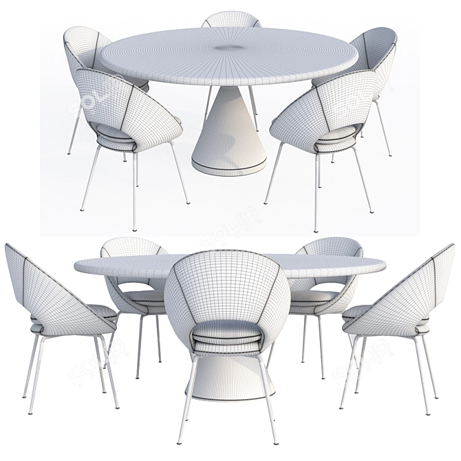 Contemporary Cling Dining Set 3D model image 4