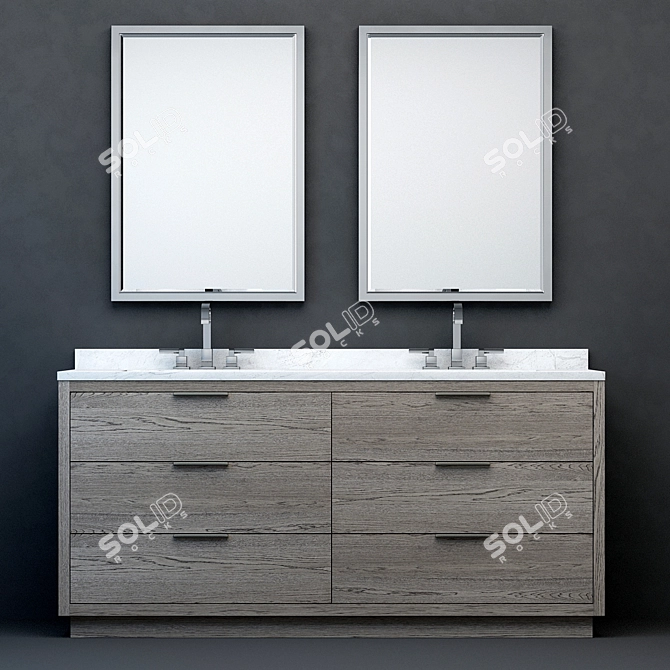 Modern Machinto Double Vanity: Sleek, Functional Design 3D model image 1