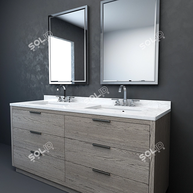 Modern Machinto Double Vanity: Sleek, Functional Design 3D model image 2