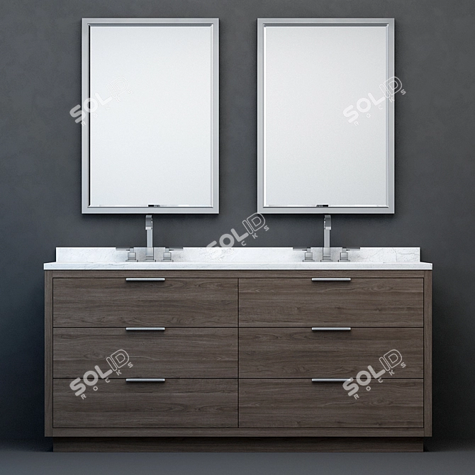 Modern Machinto Double Vanity: Sleek, Functional Design 3D model image 4