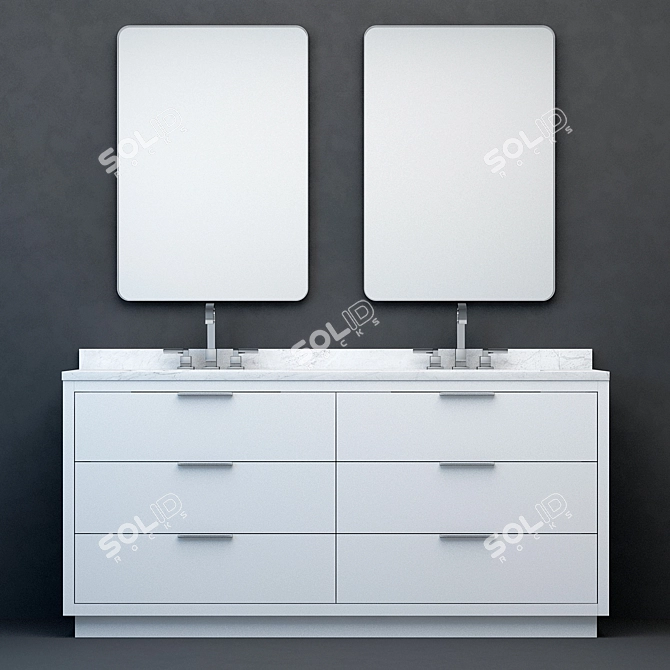 RH Modern Machinto Double Vanity2 3D model image 1