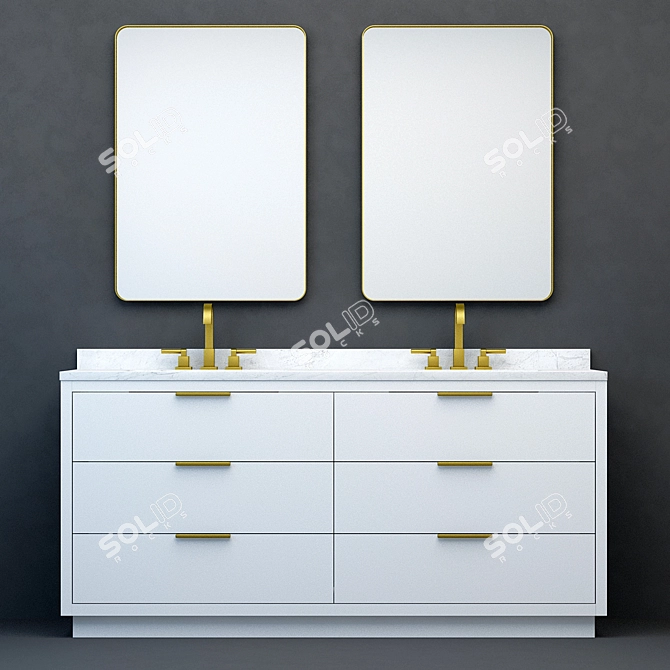 RH Modern Machinto Double Vanity2 3D model image 4