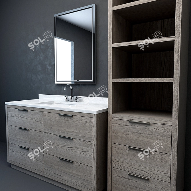 Sleek RH Modern Machinto Vanity 3D model image 2