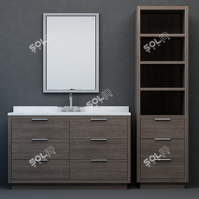Sleek RH Modern Machinto Vanity 3D model image 4