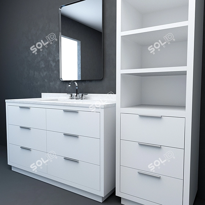 RH Modern Machinto Extra-Wide Vanity 3D model image 2