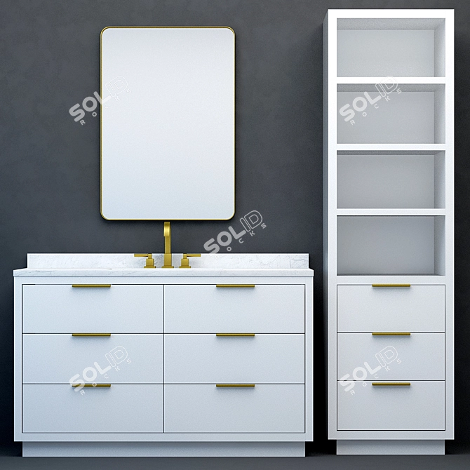 RH Modern Machinto Extra-Wide Vanity 3D model image 4