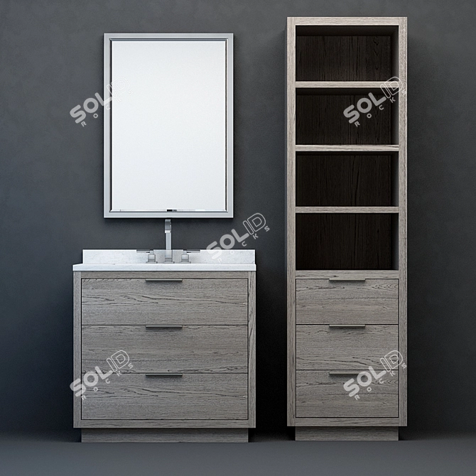 Sleek and Modern RH Machinto Vanity 3D model image 1