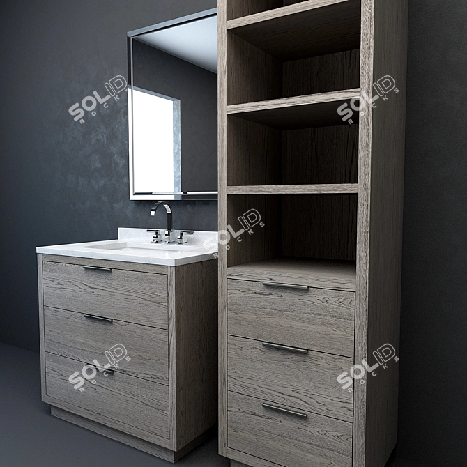 Sleek and Modern RH Machinto Vanity 3D model image 2