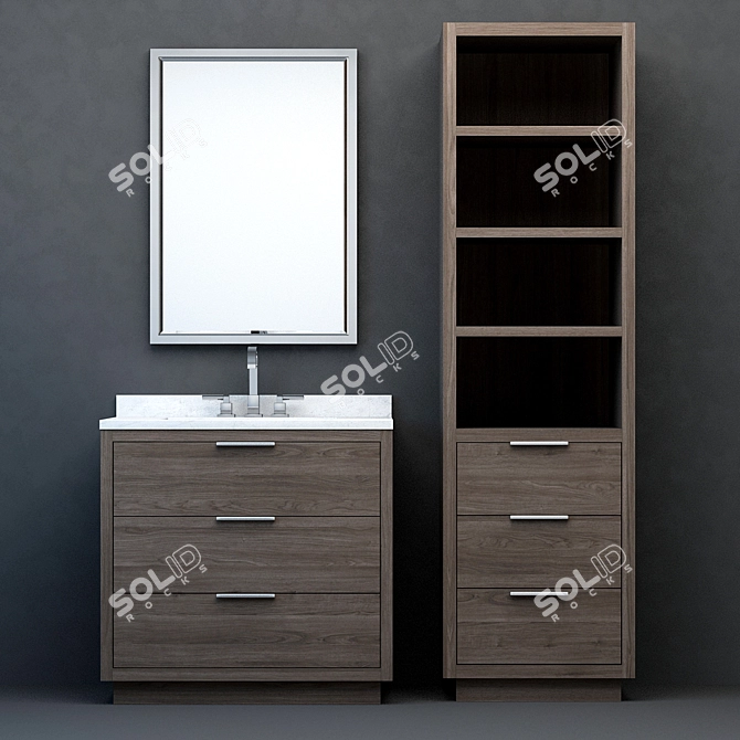 Sleek and Modern RH Machinto Vanity 3D model image 4