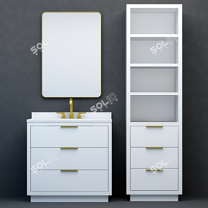 RH Modern Machinto Single Vanity 3D model image 4