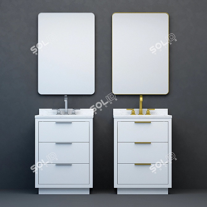 RH Modern Machinto Powder Vanity Set 3D model image 1