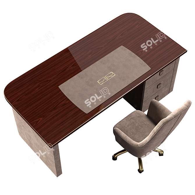 Elegant Richmond Office Desk 3D model image 2