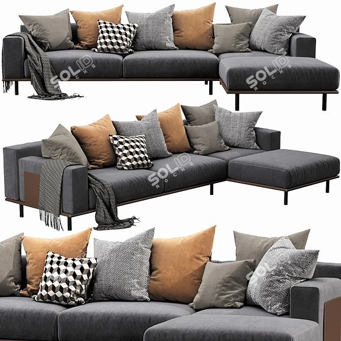 Elegant Meridiani Timothy Kuoio Chaise Lounge 3D model image 2