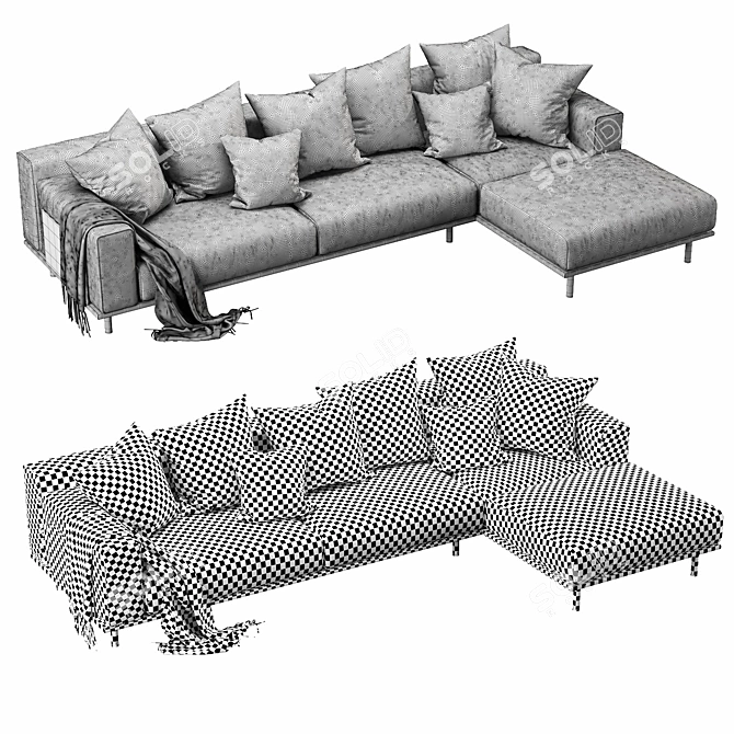 Elegant Meridiani Timothy Kuoio Chaise Lounge 3D model image 3