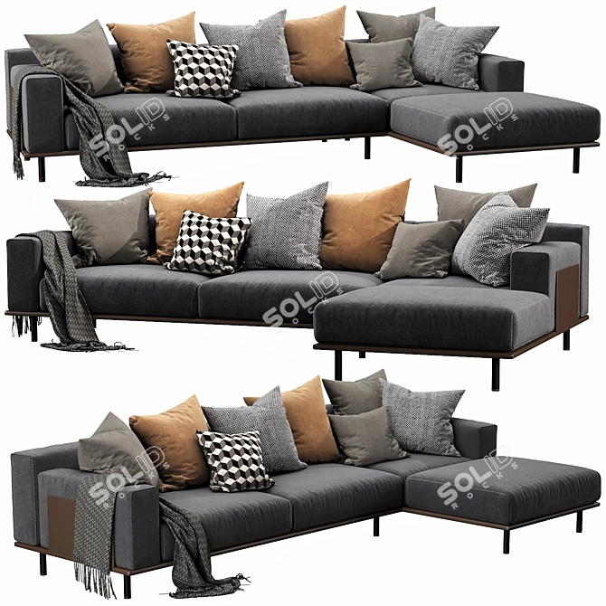 Elegant Meridiani Timothy Kuoio Chaise Lounge 3D model image 4