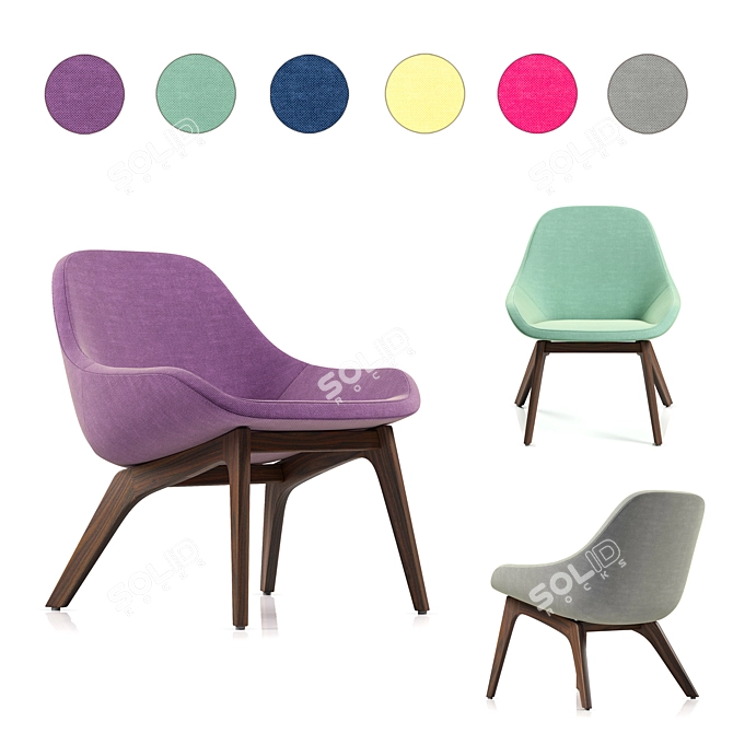  Modern Fabric Chair - 6 Color Options 3D model image 1