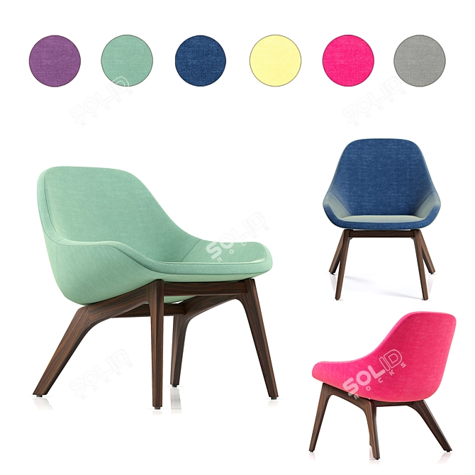  Modern Fabric Chair - 6 Color Options 3D model image 2