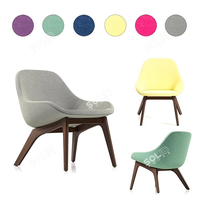  Modern Fabric Chair - 6 Color Options 3D model image 3