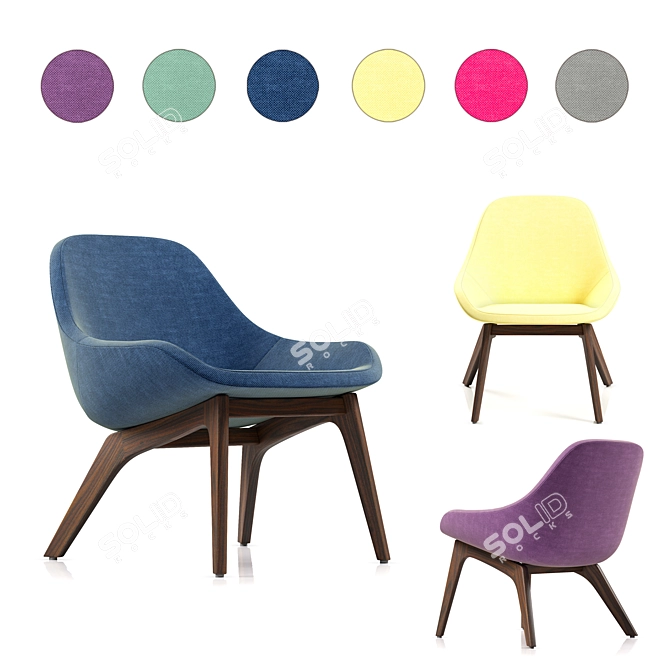  Modern Fabric Chair - 6 Color Options 3D model image 5
