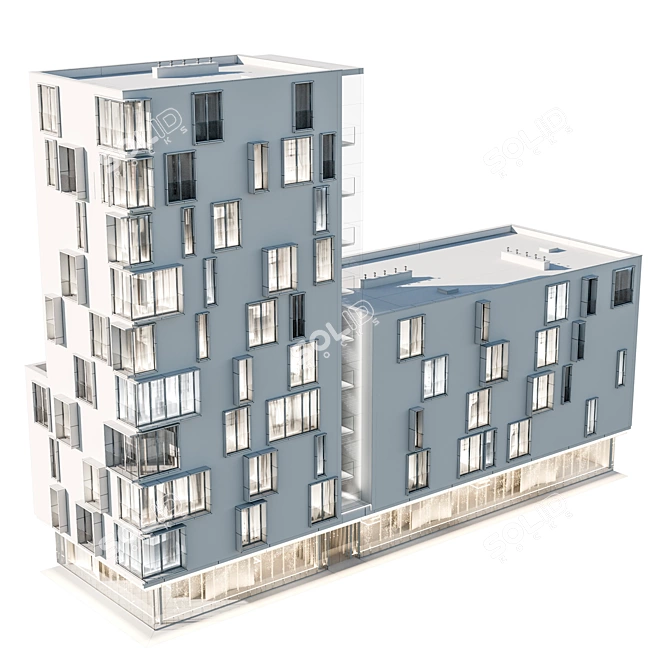 Modern Residential Building Model 3D model image 4
