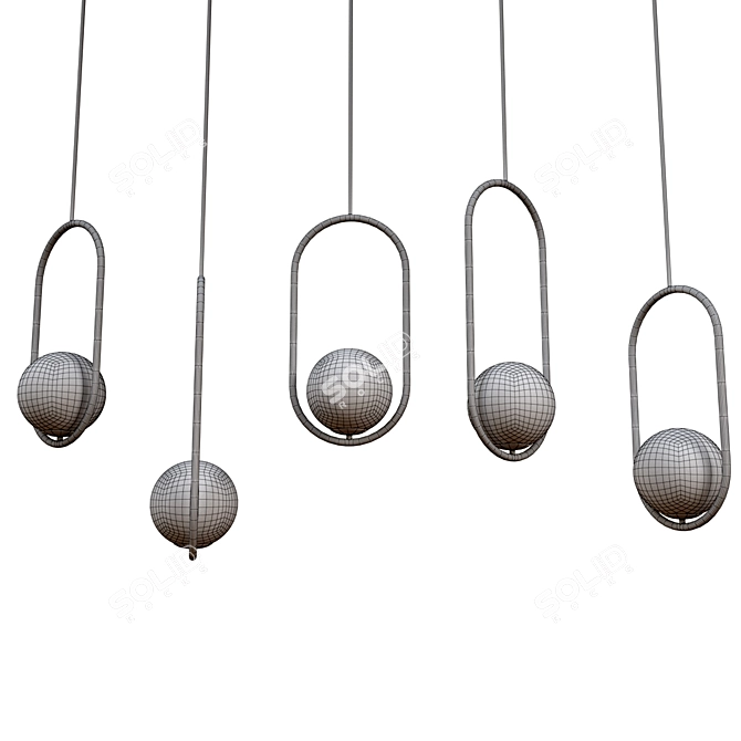 Modern Loft Gold Pendant Light 3D model image 2