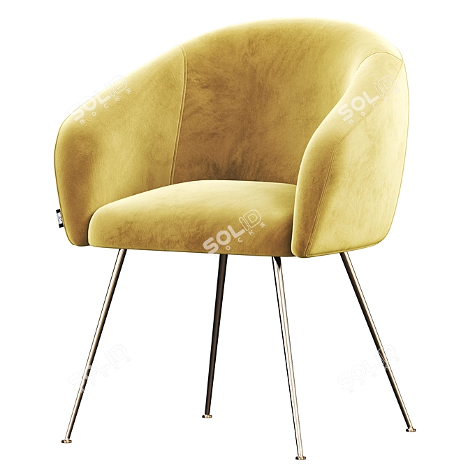 Luxury Velvet Gold Legs Chair 3D model image 1
